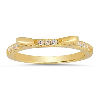 Queen Jewels Sterling Silver Cubic Zirconia Kitty Cat Band Ring