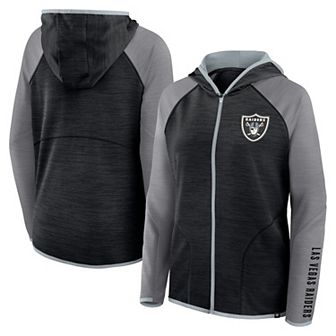 Women's Fanatics Black/Gray Las Vegas Raiders Redzone End Around Pass Raglan Full-Zip Hoodie