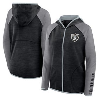 Women's Fanatics Black/Gray Las Vegas Raiders Redzone End Around Pass Raglan Full-Zip Hoodie