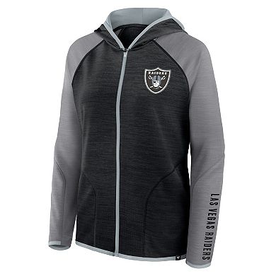 Women's Fanatics Black/Gray Las Vegas Raiders Redzone End Around Pass Raglan Full-Zip Hoodie