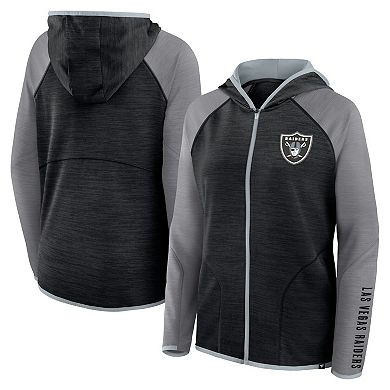 Women's Fanatics Black/Gray Las Vegas Raiders Redzone End Around Pass Raglan Full-Zip Hoodie