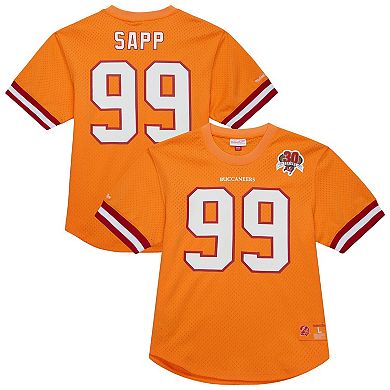 Men's Mitchell & Ness Warren Sapp Orange Tampa Bay Buccaneers Retired Player Name & Number Mesh Top