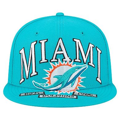 Men's New Era Aqua Miami Dolphins Oversized 59FIFTY Fitted Hat