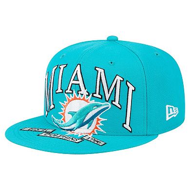 Men's New Era Aqua Miami Dolphins Oversized 59FIFTY Fitted Hat