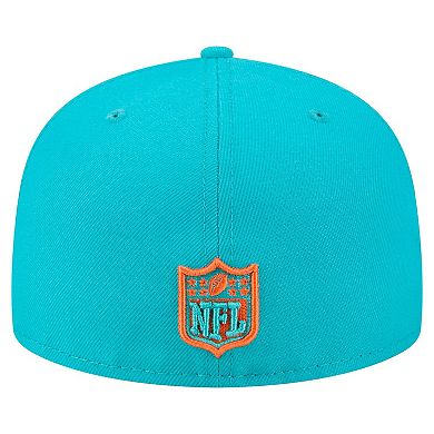 Men's New Era Aqua Miami Dolphins Oversized 59FIFTY Fitted Hat