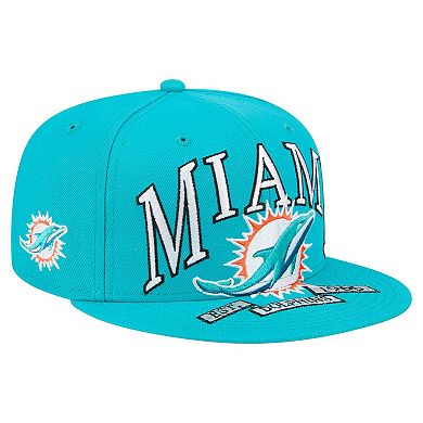 Men's New Era Aqua Miami Dolphins Oversized 59FIFTY Fitted Hat