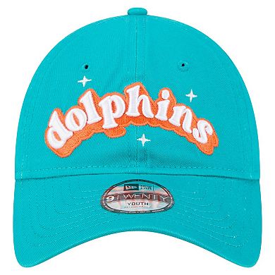Girls Youth New Era Aqua Miami Dolphins Cheer 9TWENTY Adjustable Hat