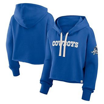 Women's Fanatics Royal Dallas Cowboys Oversized Hometown Heritage Cropped Hoodie
