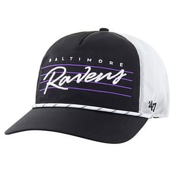 Men's '47 Black/White Baltimore Ravens Downburst Relaxed Hitch Trucker Adjustable Hat