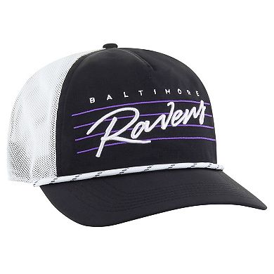Men's '47 Black/White Baltimore Ravens Downburst Relaxed Hitch Trucker Adjustable Hat