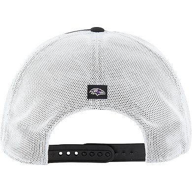 Men's '47 Black/White Baltimore Ravens Downburst Relaxed Hitch Trucker Adjustable Hat