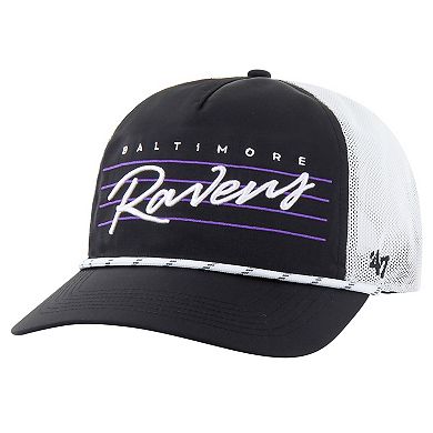 Men's '47 Black/White Baltimore Ravens Downburst Relaxed Hitch Trucker Adjustable Hat