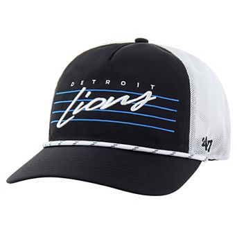 Men's '47 Black/White Detroit Lions Downburst Relaxed Hitch Trucker Adjustable Hat
