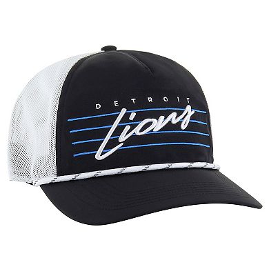 Men's '47 Black/White Detroit Lions Downburst Relaxed Hitch Trucker Adjustable Hat