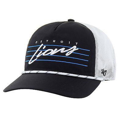Men's '47 Black/White Detroit Lions Downburst Relaxed Hitch Trucker Adjustable Hat