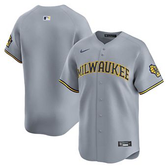Men's Nike Gray Milwaukee Brewers Road Limited Jersey