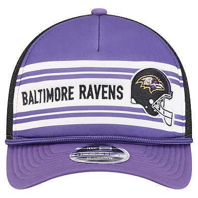 Men's New Era Purple Baltimore Ravens Linear A-Frame 9FORTY Adjustable Hat