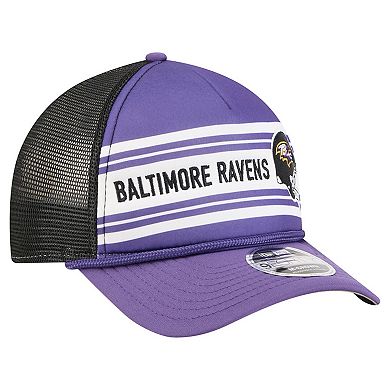 Men's New Era Purple Baltimore Ravens Linear A-Frame 9FORTY Adjustable Hat