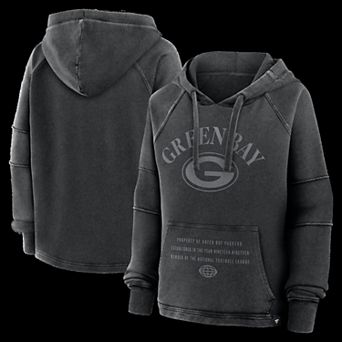 Women's Fanatics Black Green Bay Packers Oversized Raglan Gridiron Hoodie