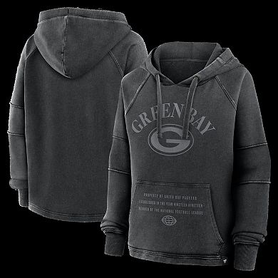Women's Fanatics Black Green Bay Packers Oversized Raglan Gridiron Hoodie