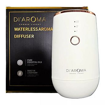 Di'Aroma Waterless Car Diffuser, 15ml Rechargeable Cold Air Oil Diffuser, Includes 2 Refill Bottles