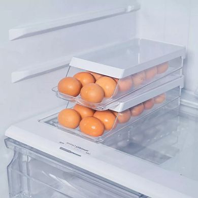 OU Egg Holder for Fridge, Rolling Egg Organizer for Refrigerator Organization, Kitchen Container 2PC