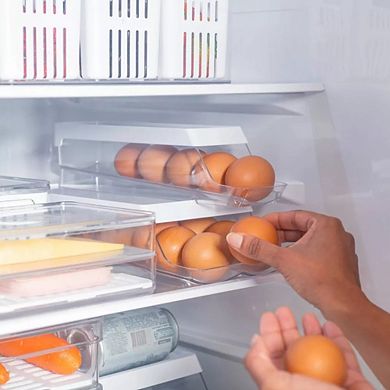 OU Egg Holder for Fridge, Rolling Egg Organizer for Refrigerator Organization, Kitchen Container 2PC