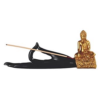 FC Design 9.50"W Black Buddha Hand Incense Burner Decoration Home Room Decor