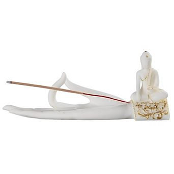 FC Design 9.50"W White Buddha Hand Incense Burner Decoration Home Room Decor