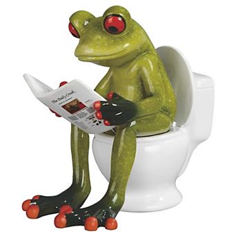 FC Design 4"H Frog Reading on Toilet Figurine Decoration Home Room Decor