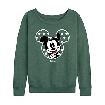 Women's Disney's Mickey Mouse Polka Dot Ears French Terry Long Sleeve Tee