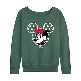 Women's Disney's Minnie Mouse Polka Dot Ears French Terry Long Sleeve Tee