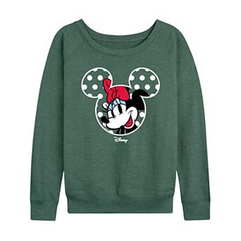 Women's Disney's Minnie Mouse Polka Dot Ears French Terry Long Sleeve Tee