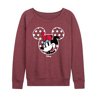 Women's Disney's Minnie Mouse Polka Dot Ears French Terry Long Sleeve Tee