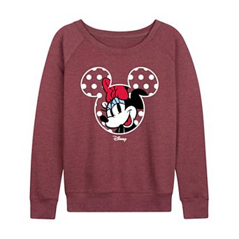 Women's Disney's Minnie Mouse Polka Dot Ears French Terry Long Sleeve Tee