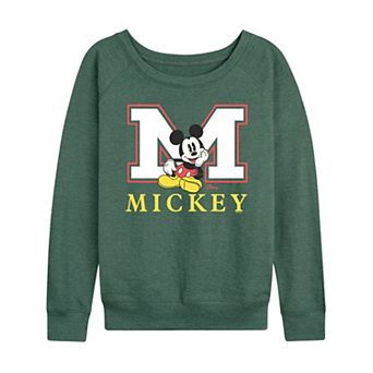 Women's Disney's Mickey Mouse Varsity Letter French Terry Long Sleeve Tee