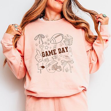 Football Game Day Collage - Womens Lightweight Garment Dyed Sweatshirt