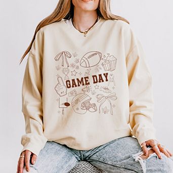 Football Game Day Collage - Womens Lightweight Garment Dyed Sweatshirt
