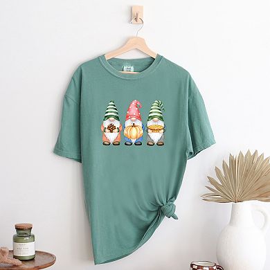 Fall Three Gnomes - Women's Garment Dyed Graphic T-Shirt