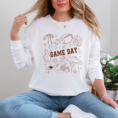 Football Game Day Collage - Womens Garment Dyed Long Sleeve