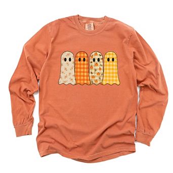 Four Ghosts Checkered Quilted Printed - Womens Garment Dyed Long Sleeve