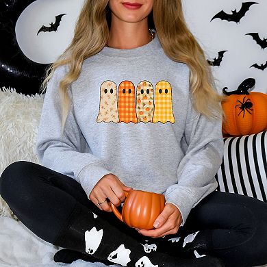 Four Ghosts Checkered Quilted Printed - Womens Sweatshirt