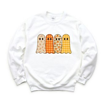 Four Ghosts Checkered Quilted Printed - Womens Sweatshirt