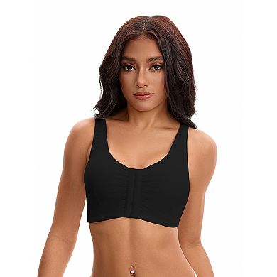 3 Packs Women's Front Closure Adjustable Strap Wirefree Full Coverage Soft Workout Bras