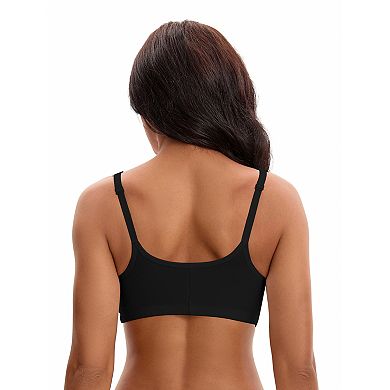 3 Packs Women's Front Closure Adjustable Strap Wirefree Full Coverage Soft Workout Bras