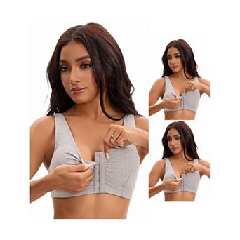 3 Packs Women's Front Closure Adjustable Strap Wirefree Full Coverage Soft Workout Bras