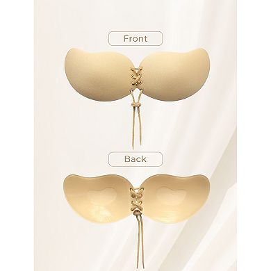 3 Packs Women's Strapless Push Up Invisible Backless Sticky Silicone Reusable Adhesive Bras