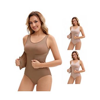 3 Packs Women's 3 Rows Waist Cincher Body Shaper Hip Tummy Control Full Shapewear Bodysuits