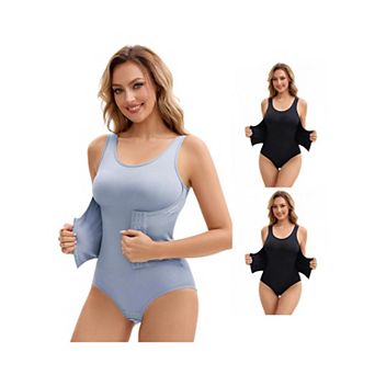 3 Packs Women's 3 Rows Waist Cincher Body Shaper Hip Tummy Control Full Shapewear Bodysuits