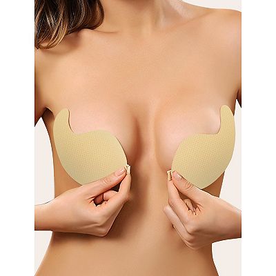 3 Packs Women's Reusable Strapless Push-up Breathable Sticky Adhesive Bras for Backless Dress
